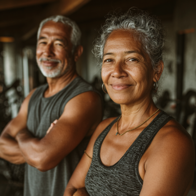 Clase de yoga para adultos mayores